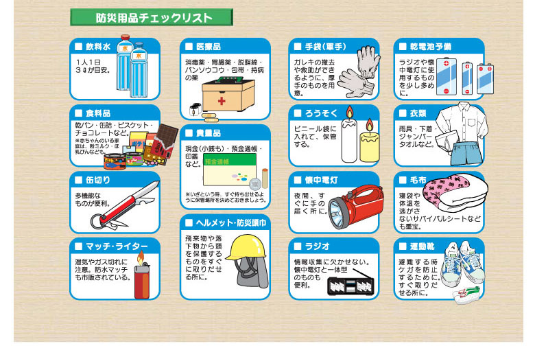 防災用品チェックリスト